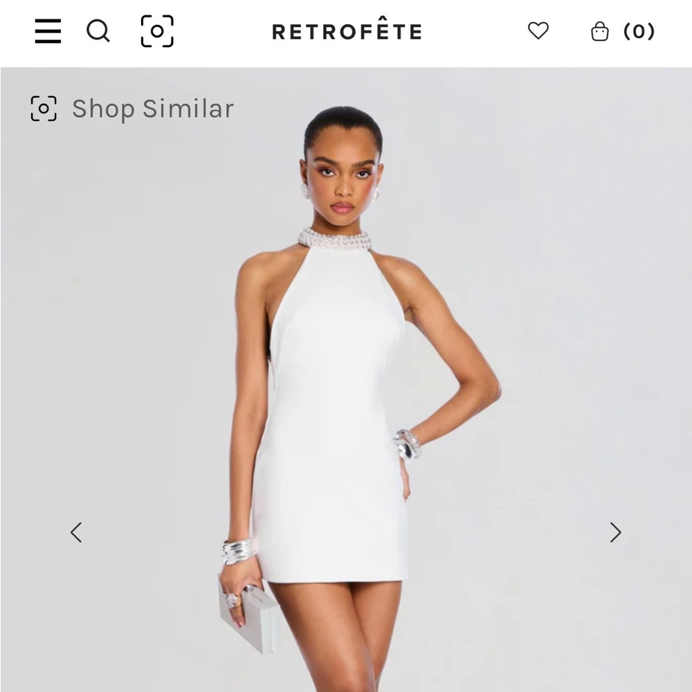 NWT RETROFETE Pearl & Crystal Choker Halter Neck Open Back Penelope Dress